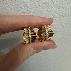 Gabriel and Co 14k yellow gold and diamond 15mm Huggies